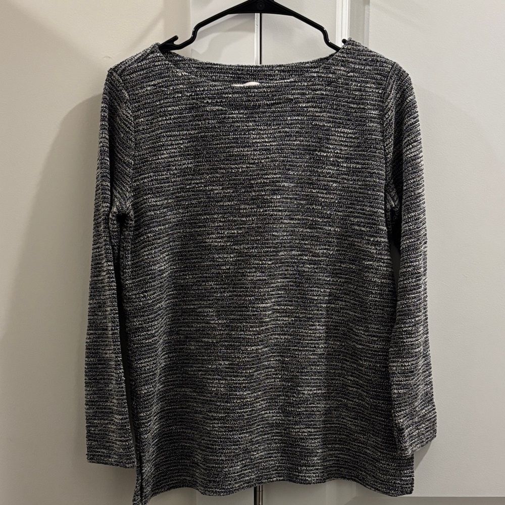 LOFT Black and Gray Long Sleeve Knit Top